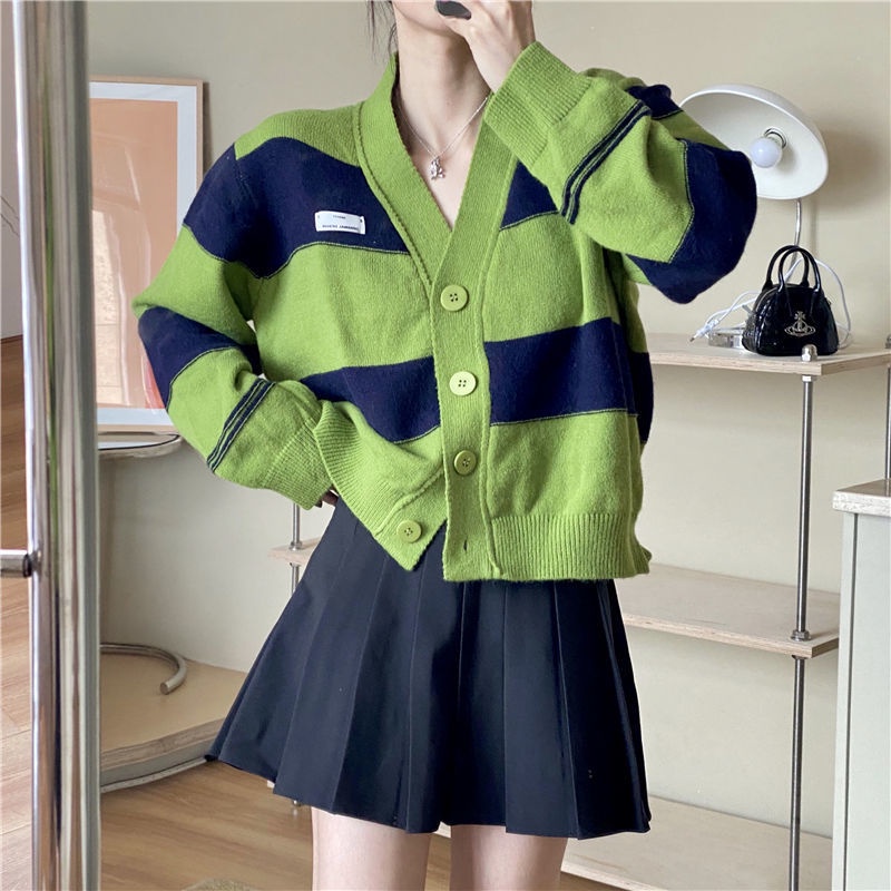 Áo Khoác Len Cardigan Cổ Chữ V Phong Cách Pháp Thời Trang Mùa Đông 2022 Mới