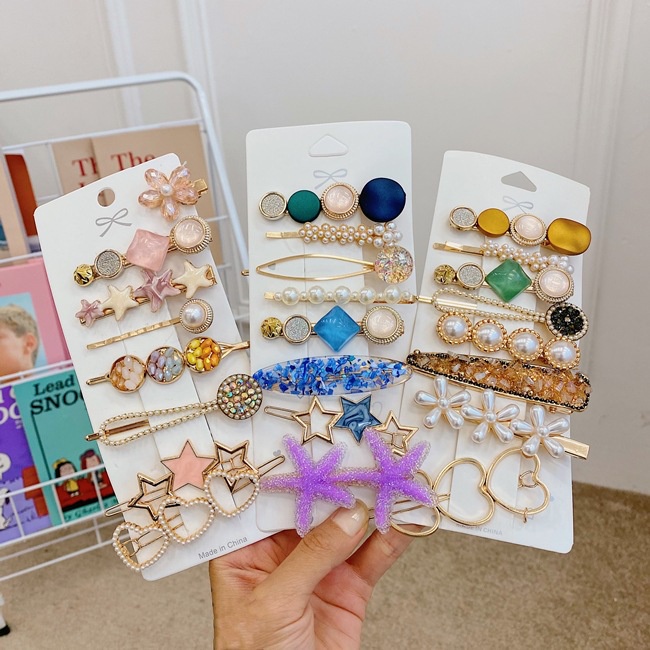 Kẹp Tóc Kim Loại Hình Sao Biển Đính Ngọc Trai Giả Phong Cách Hàn Quốc