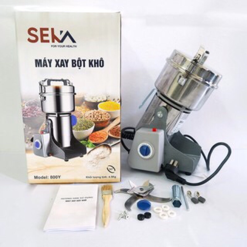 Máy xay bột khô đa năng SEKA 800Y- Máy nghiền đồ khô, bột, ngũ cốc E500 INOX 304 dày dặn cỡ siêu lớn công suất 3000W