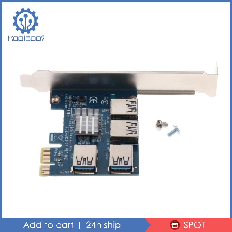 PCIE PCI-E 1 to 4 USB 3.0 PCI Express 16X Slots Riser Card Adaptor Converter