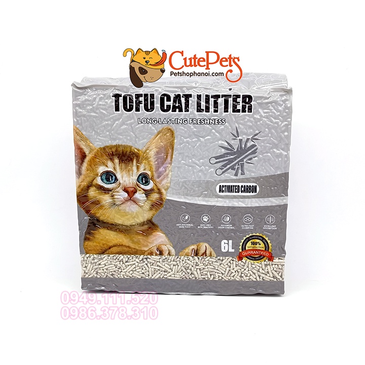 Cát đậu phụ Cute Tabby 6L Tofu Cat Litter đổ được bồn cầu cho mèo - Cutepets