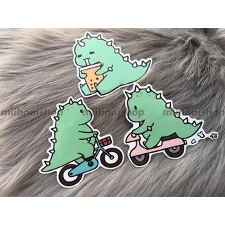 sticker khủng long cute xanh hồng
