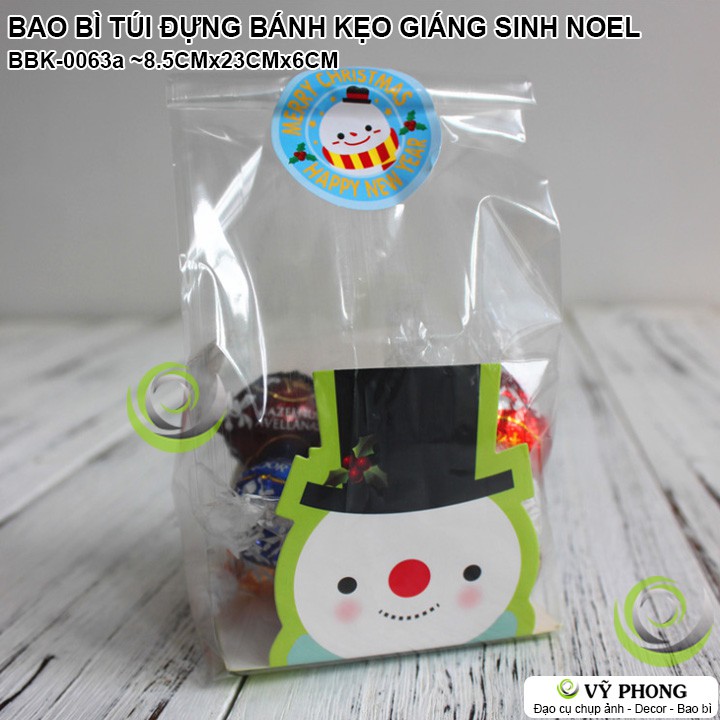 BAO BÌ TÚI NHỰA ĐỰNG BÁNH KẸO QUÀ DỊP GIÁNG SINH NOEL PHONG CÁCH ĐƠN GIẢN ĐẾ IN HÌNH ÔNG GIÀ NOEN TUẦN LỘC BBK-0063