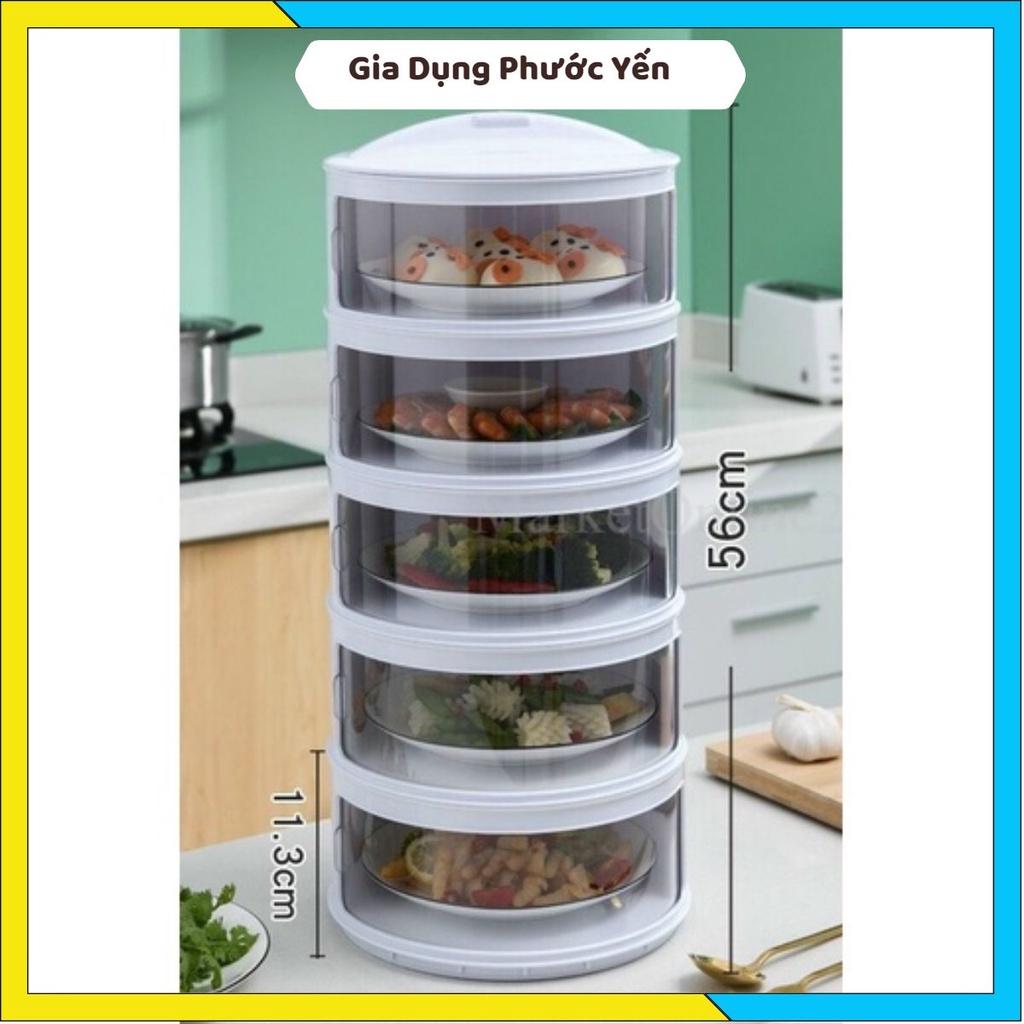 Lồng bàn 5 tầng đậy thức ăn giữ nhiệt nhựa cao cấp