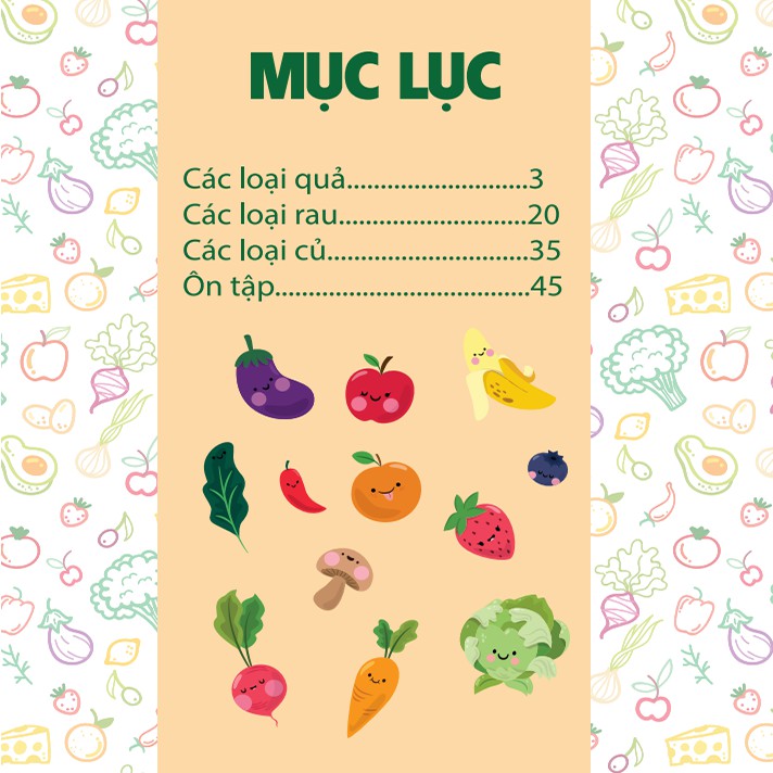 Sách - My First Book Of Fruits And Vegetables - Cuốn Sách Đầu Tiên Cho Bé Chủ Đề Rau, Củ, Quả