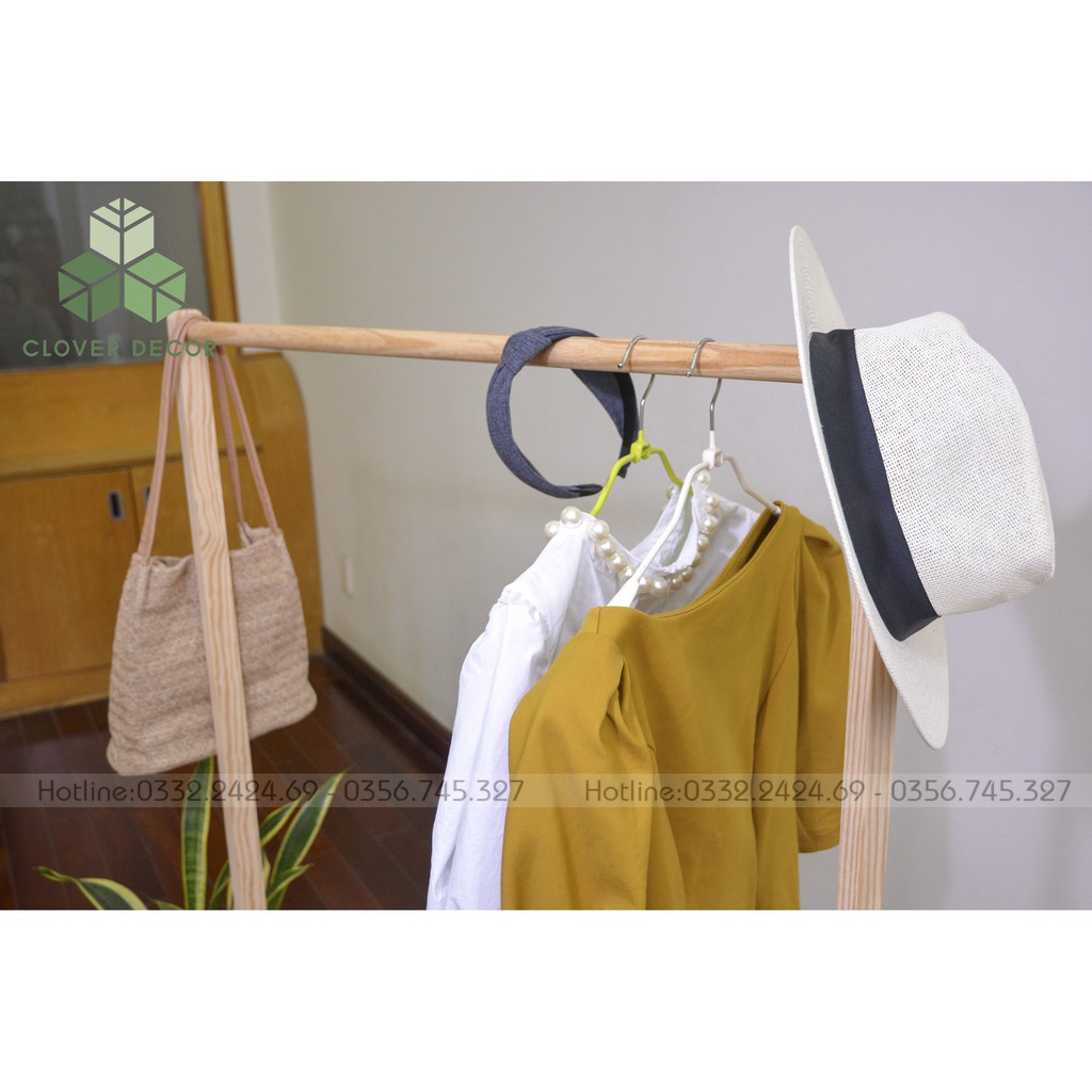 Gía Treo Quần Áo Thanh Đơn Gỗ Thông (86 cm) - Single Hanger - Clover Decor - Phong cách Hàn Quốc | BigBuy360 - bigbuy360.vn