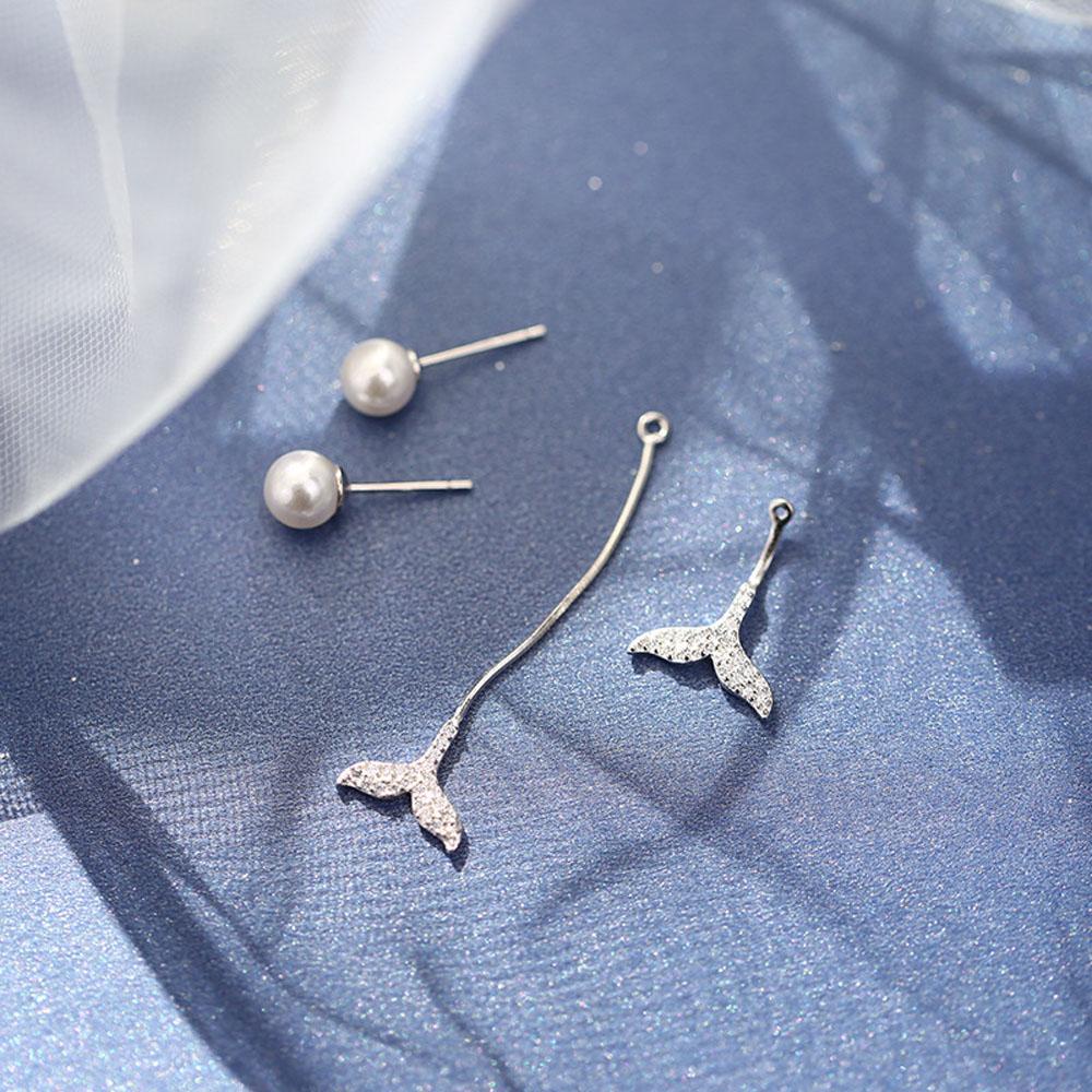 Vanes1 Quà Tặng Bông Tai Dài Hàn Quốc 925|Bông Tai Dáng Dài Hình Đuôi Nàng Tiên Cá Thời Trang