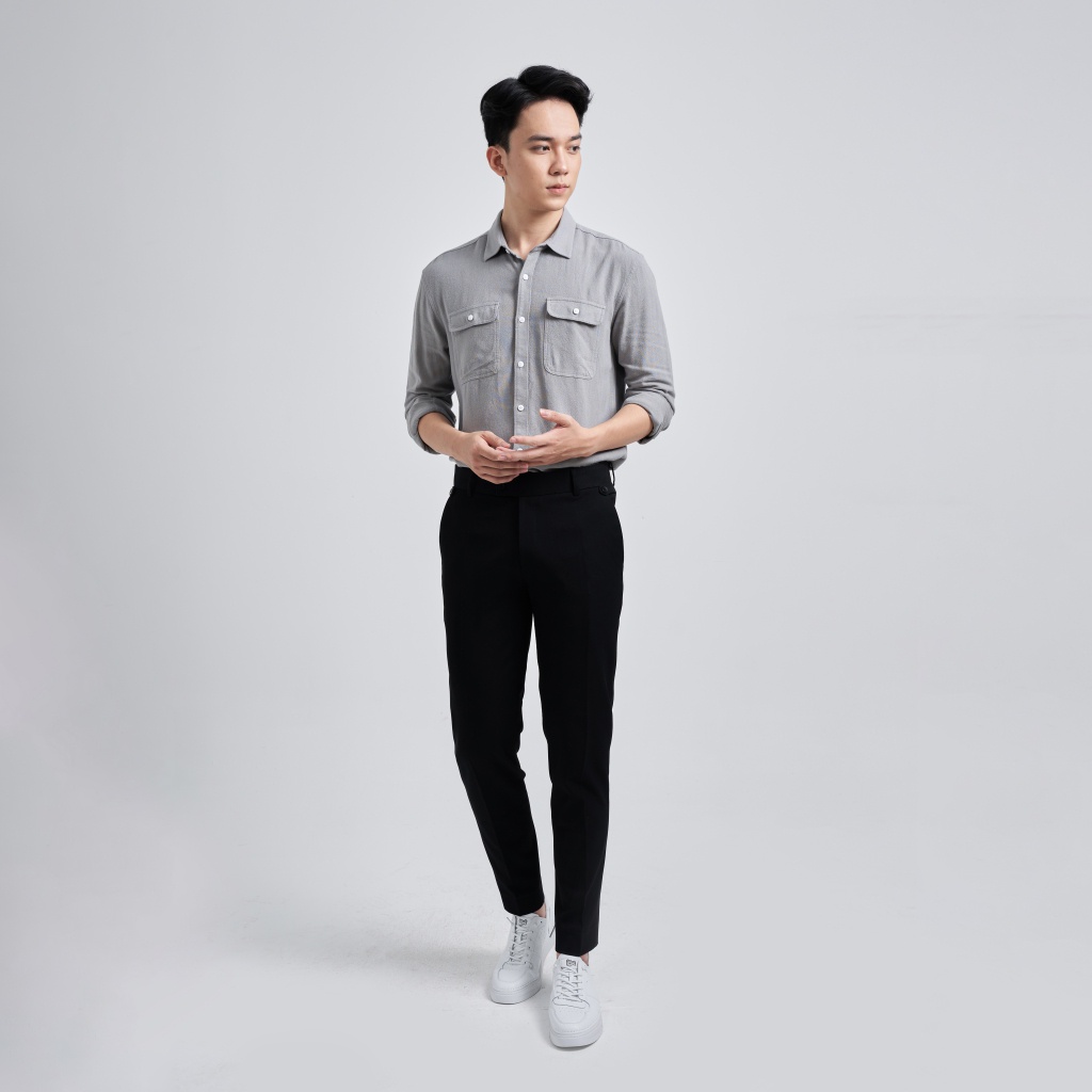 Áo Sơ Mi Nam KRIK Tay Dài Cổ Bẻ Có Túi Ngực Chất Vải Cotton Thoáng Mát 0074