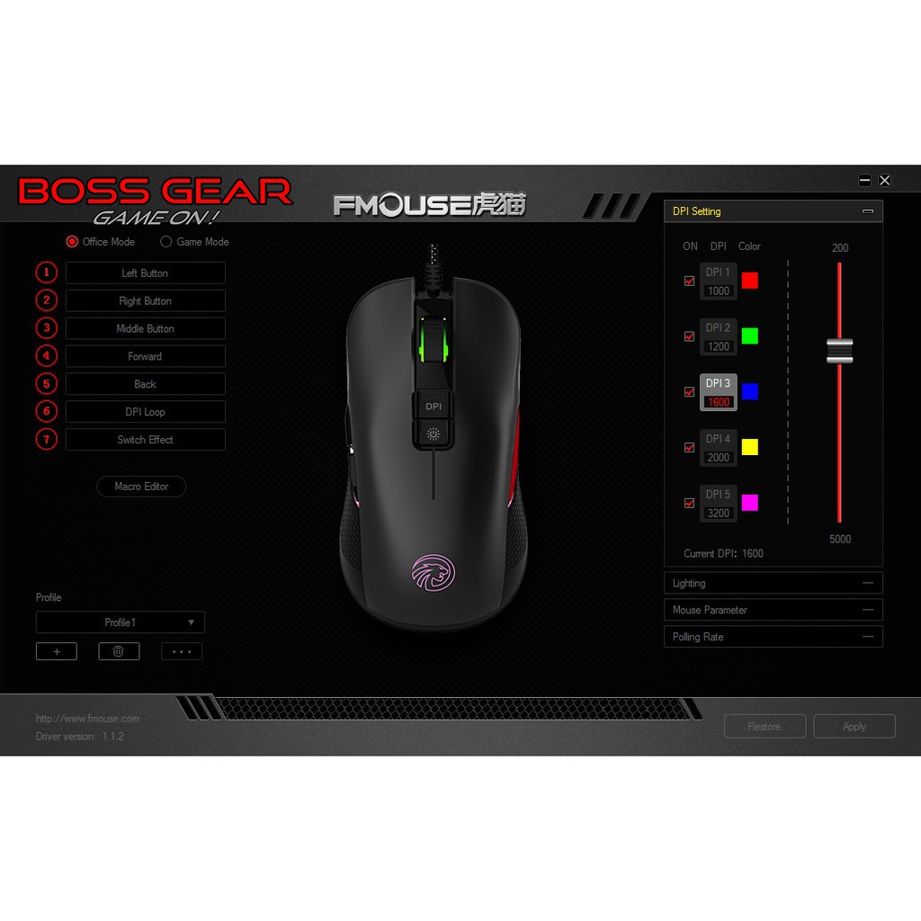 Chuột Gaming Fmouse F600 RGB ( Thiết Kế Đối XứngLED RGBPhần Mềm Riêng )