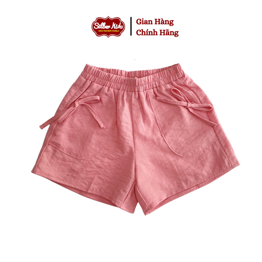 [Mã BMBAU50 giảm 7% đơn 99K] Quần Short Đũi Bé Gái 3-7 Tuổi Phối Túi Dán Đính Nơ SILBER KIDS