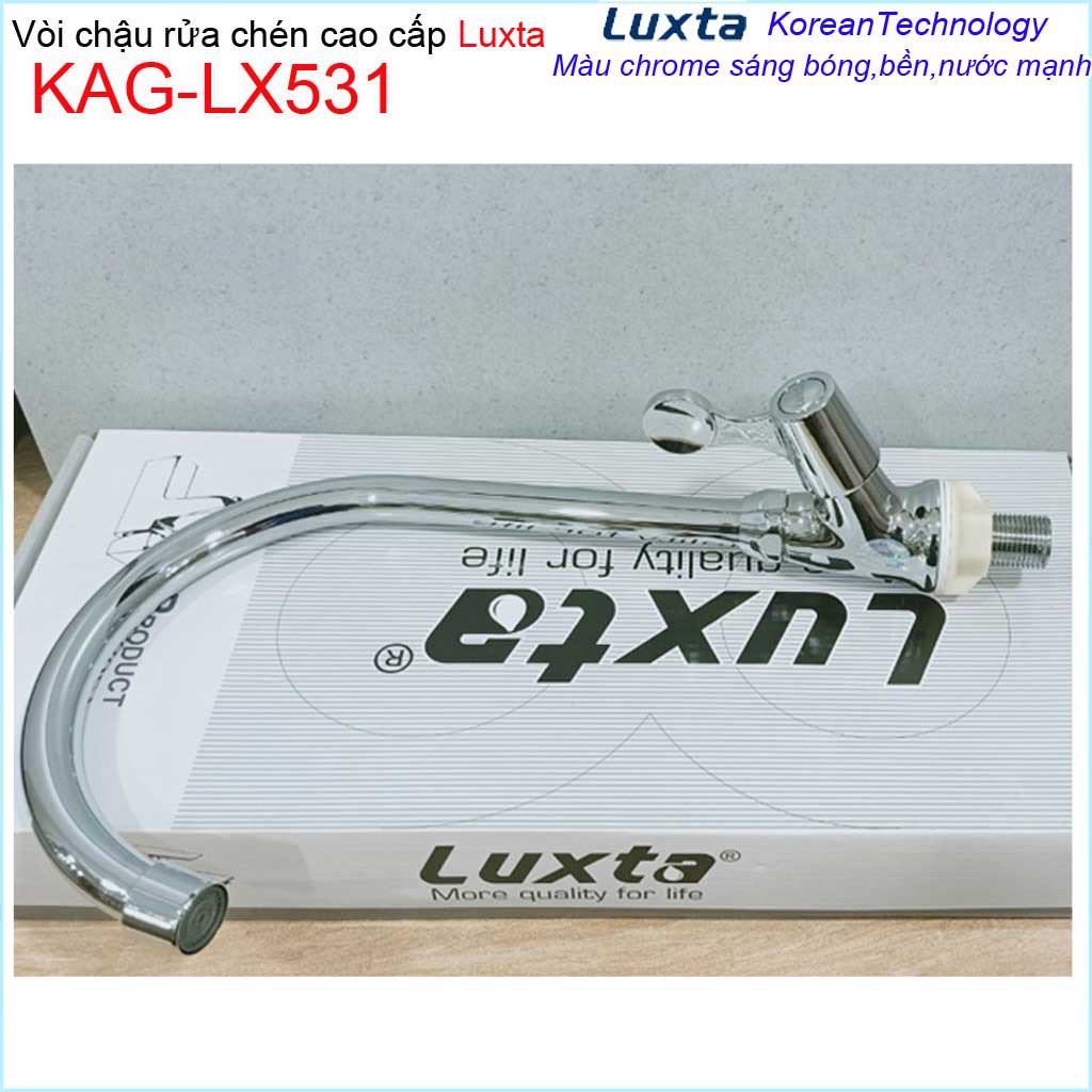 Vòi chậu rửa chén bát lạnh Luxta KAG-LX531, vòi bếp cần cong tay gạt sử dụng siêu bền