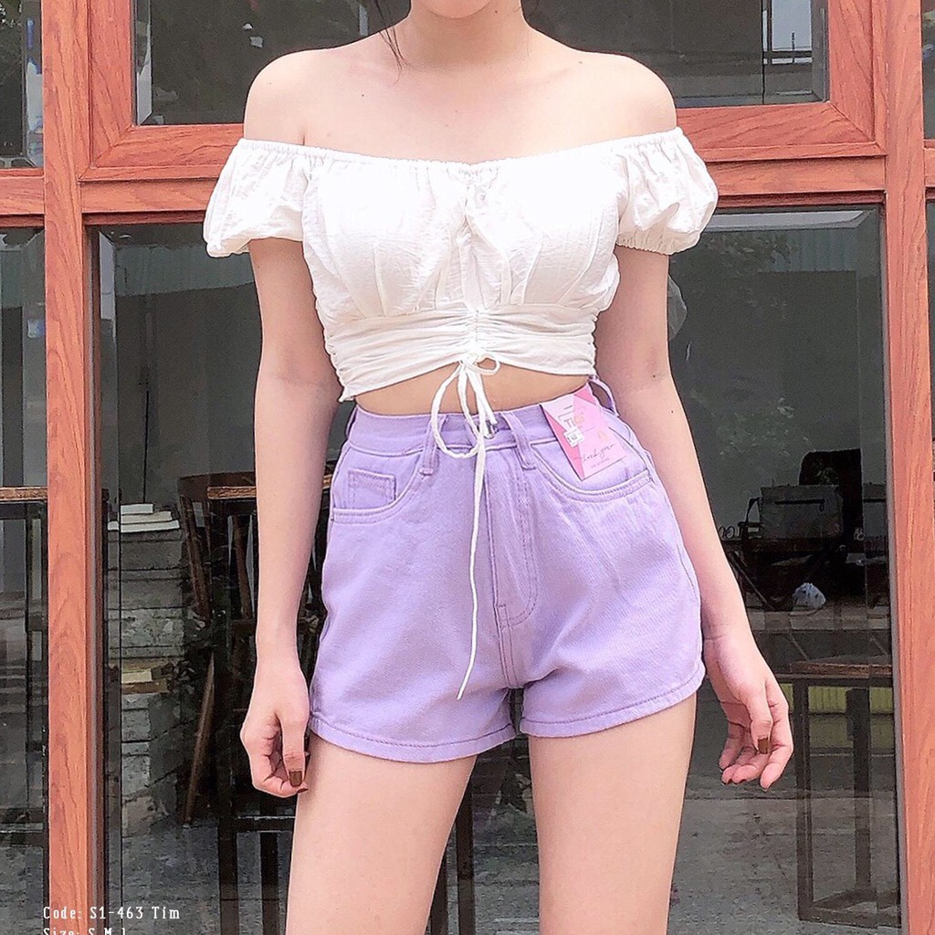 Quần short nữ cạp cao King168, quần short jean nữ lung cao hình tự chụp mẫu LV09
