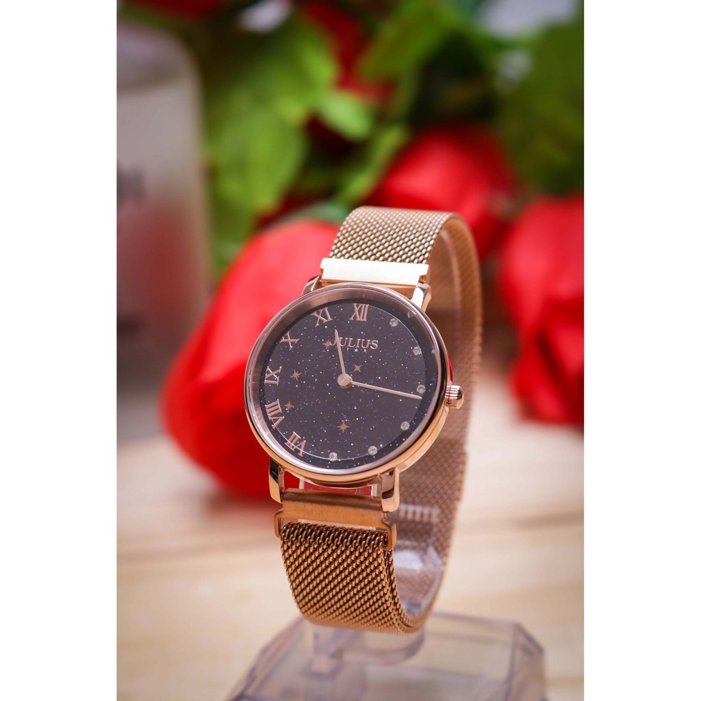 Đồng hồ nữ JS-037A kính sapphire dây nam châm Julius Hàn Quốc (đồng xanh)