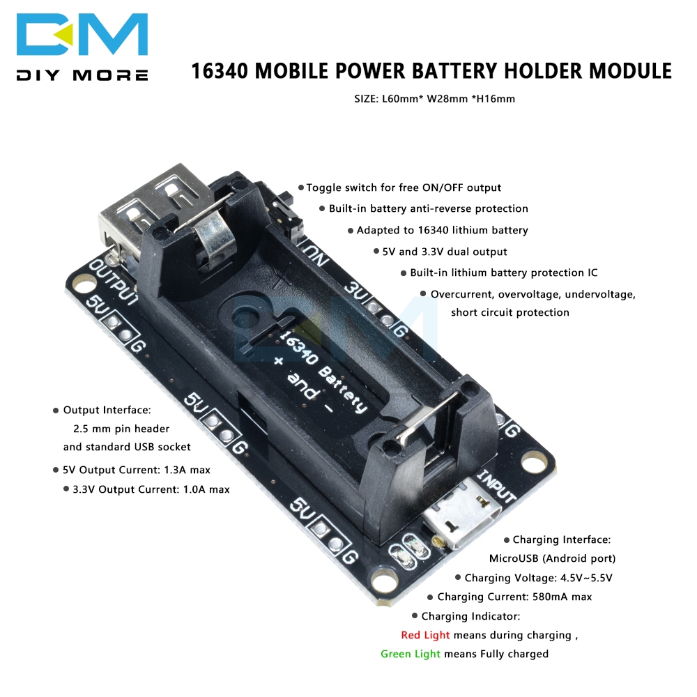 Bản Mạch Mở Rộng Nguồn Mở Rộng 18650 16340 Shield V9 V8 V3 5V/3A 3V Micro USB Type-C Dành Cho Arduino ESP8266