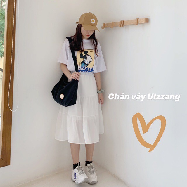 Chân váy voan tầng cạp chun dáng xòe ulzzang