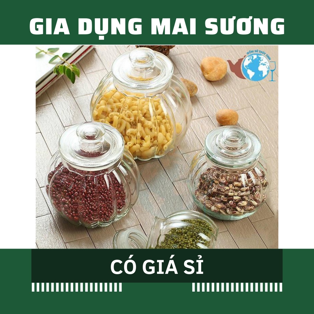 [Giá Sỉ] HŨ THỦY TINH ĐỰNG THỰC PHẨM GIA VỊ NẮP THỦY TINH