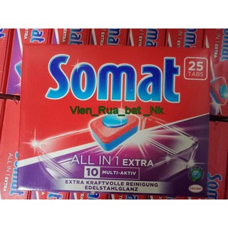 VIÊN RỬA CHÉN BÁT - LY SOMAT 25 VIÊN /HỘP VIÊN TỔNG HỢP 8 IN 1 DÙNG CHO MÁY RỬA BÁT