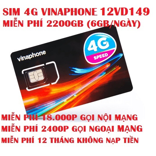 Sim 4G Vinaphone VD149 2200Gb miễn phí 1 năm không phải nạp tiền. Siêu khủng