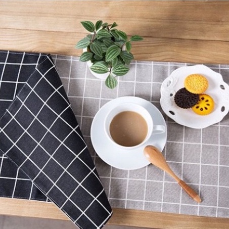 Khăn trải bàn VẢI CANVAS họa tiết sọc, caro,vintage, Tấm thảm phủ bàn tủ ghế decor
