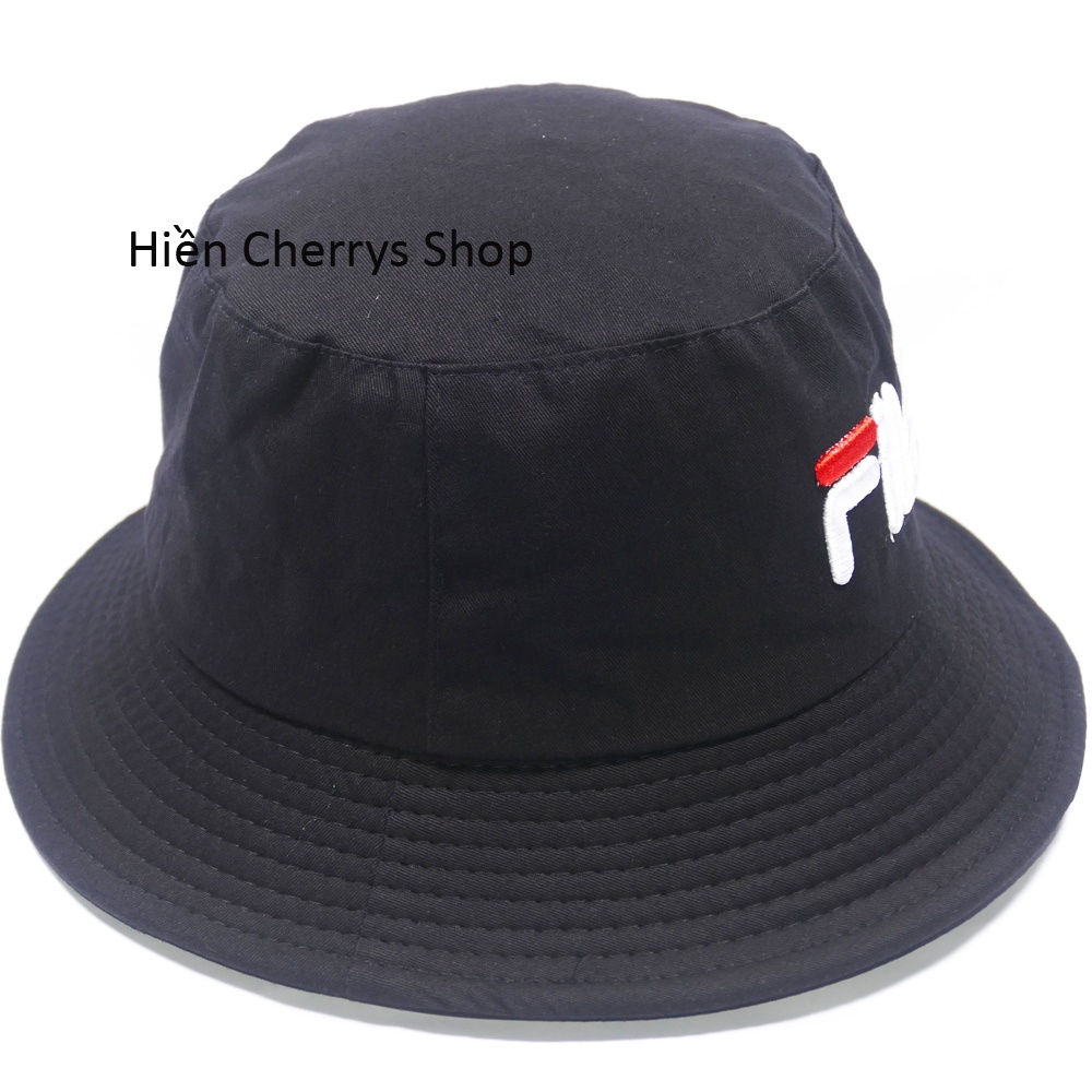 Nón bucket tai bèo thêu chữ FILA chất liệu vải Cotton thoáng mát mà hợp thời trang