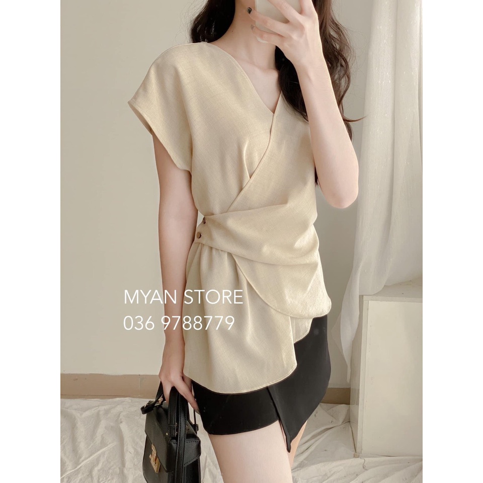 LILAC - Set áo lệch vạt xếp ly eo kèm quần giả váy