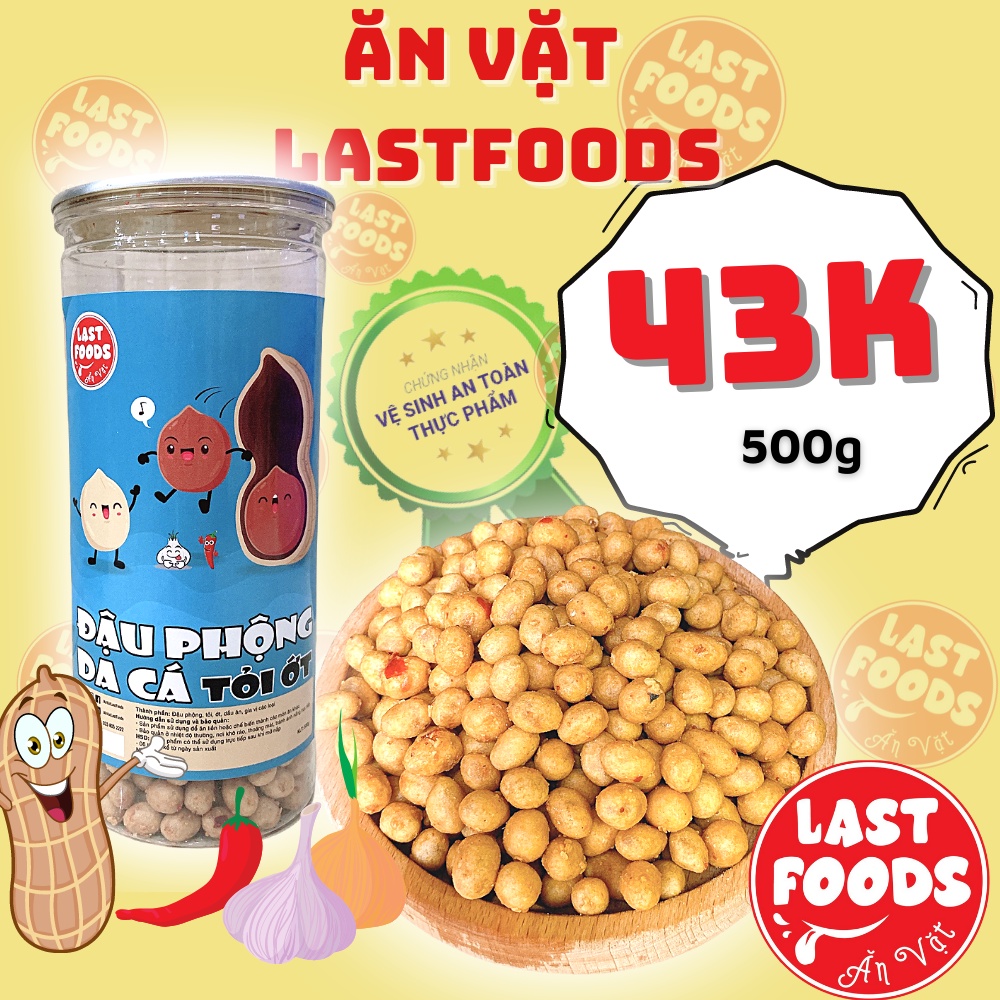 Đậu phộng da cá tỏi ớt 500g  hũ pet tiện lợi,  ăn vặt LASTFOOD Hà Nội với đặc sản các vùng miền giá tốt