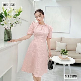 Đầm cổ tròn xếp ly ngực BEMINE MT5598