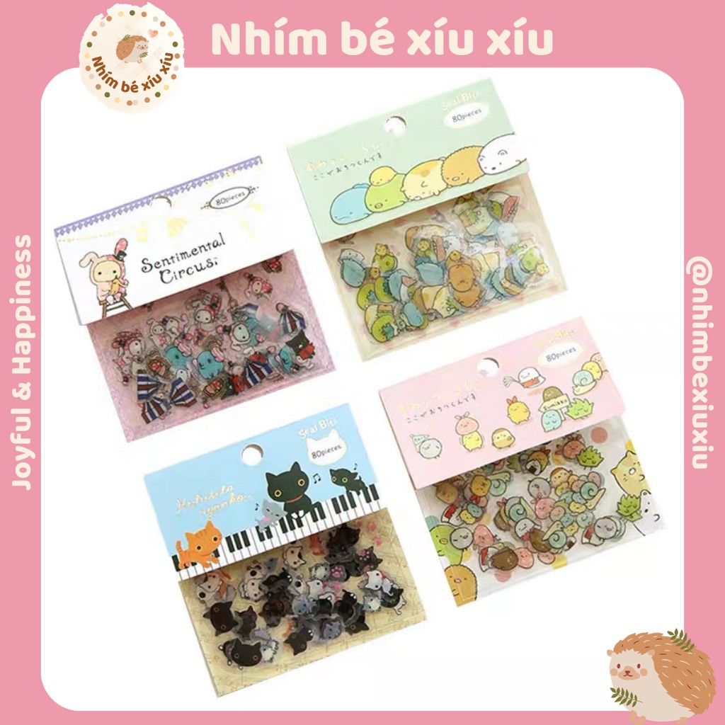 Túi 80 miếng sticker Rilakkuma hình dán trang trí album sổ tay nhật kí VT79