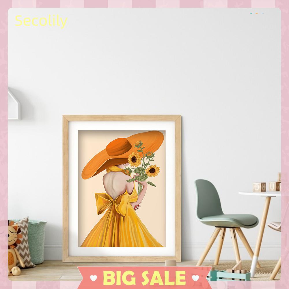 Bộ tranh thêu chữ thập DIY hình cô gái và hoa hướng dương 11ct độc đáo