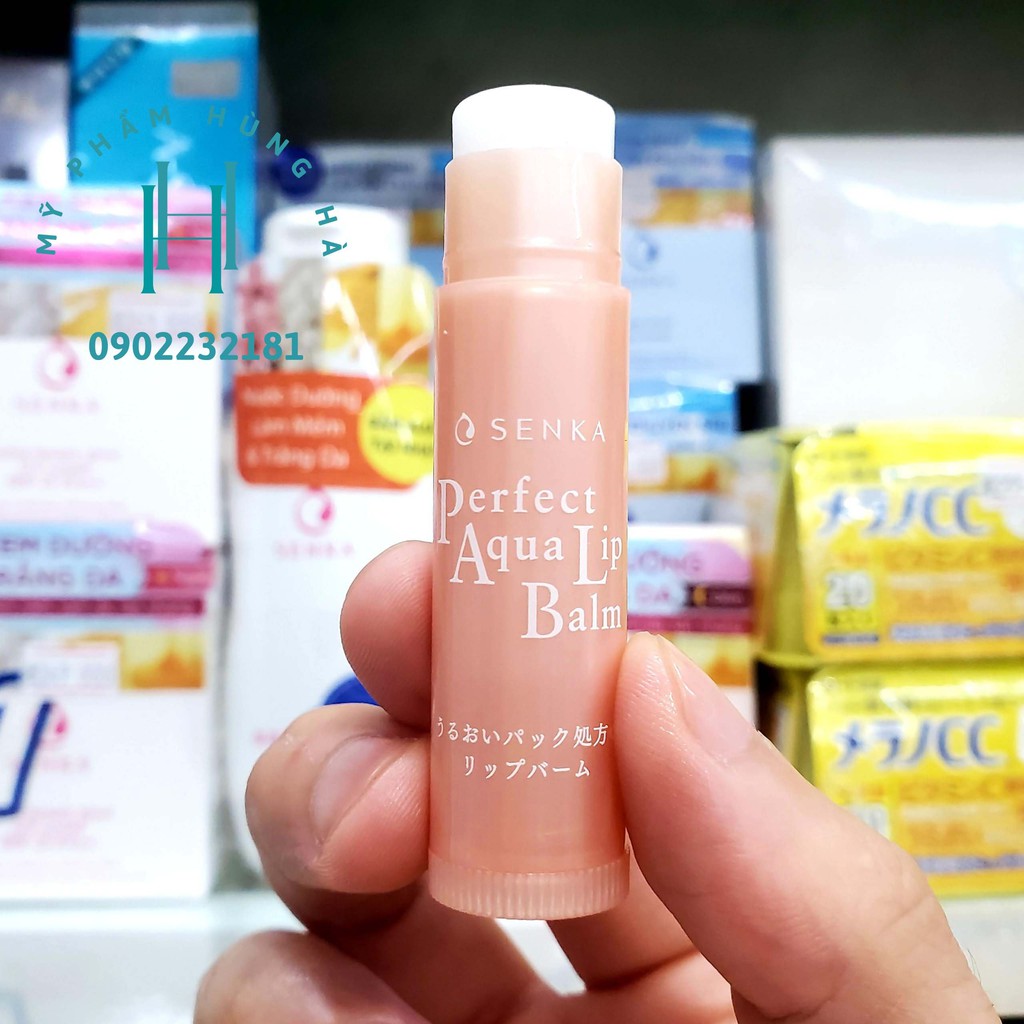 Son dưỡng môi Senka, son dưỡng không màu Senka Perfect Aqua Lip Balm 4.5g