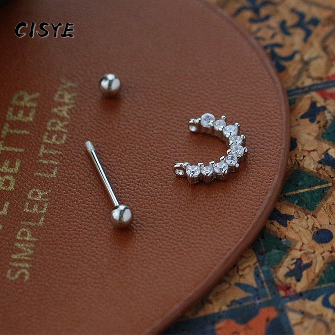 Khuyên tai đính đá Zircon đơn giản thời trang phong cách Hàn Quốc