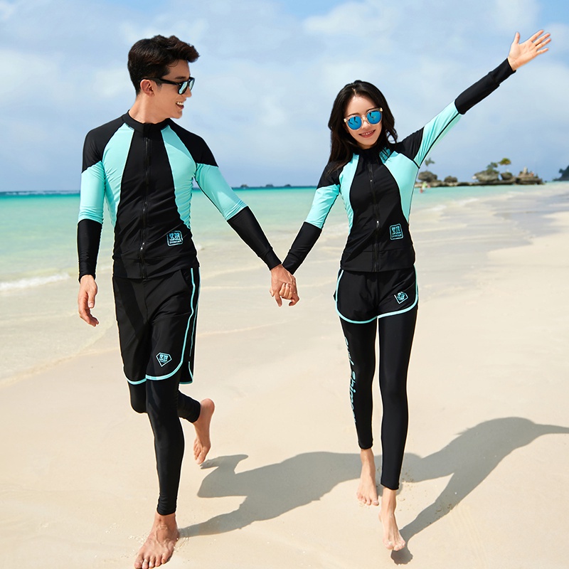Bộ đồ bơi nam và nữ Bộ đồ bơi đôi tay dài Bộ đồ bơi lặn biển với ống thở