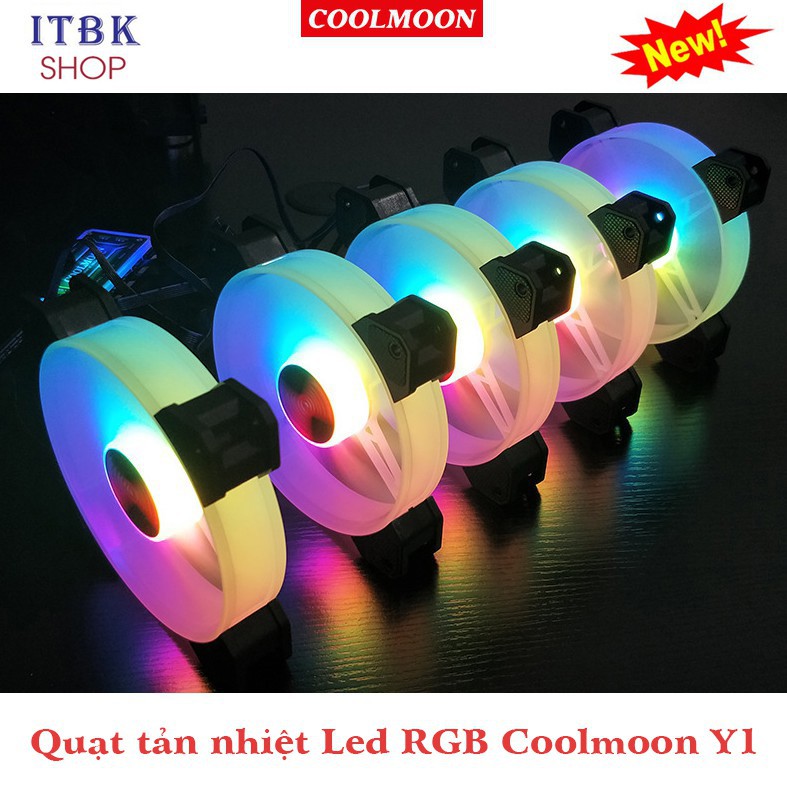 Bộ 5 Quạt Tản Nhiệt, Fan Case Coolmoon Y1 Led RGB - Fan Tản Nhiệt Máy Tính + hub điều khiển