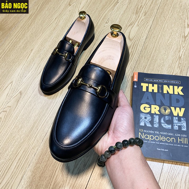 GIÀY LƯỜI NAM DA BÒ BĂNG XÍCH THỜI TRANG, BẢO HÀNH DA 12 THÁNG, MÃ K2211