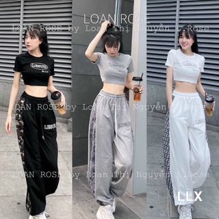 Bộ đồ áo crop top quần bom đi chơi đi tập