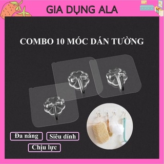 Combo 10 Móc Dán Tường Siêu Dính Chịu Lực Trong Suốt Đa Năng, Móc Treo Tường Treo Đồ Dính Tường