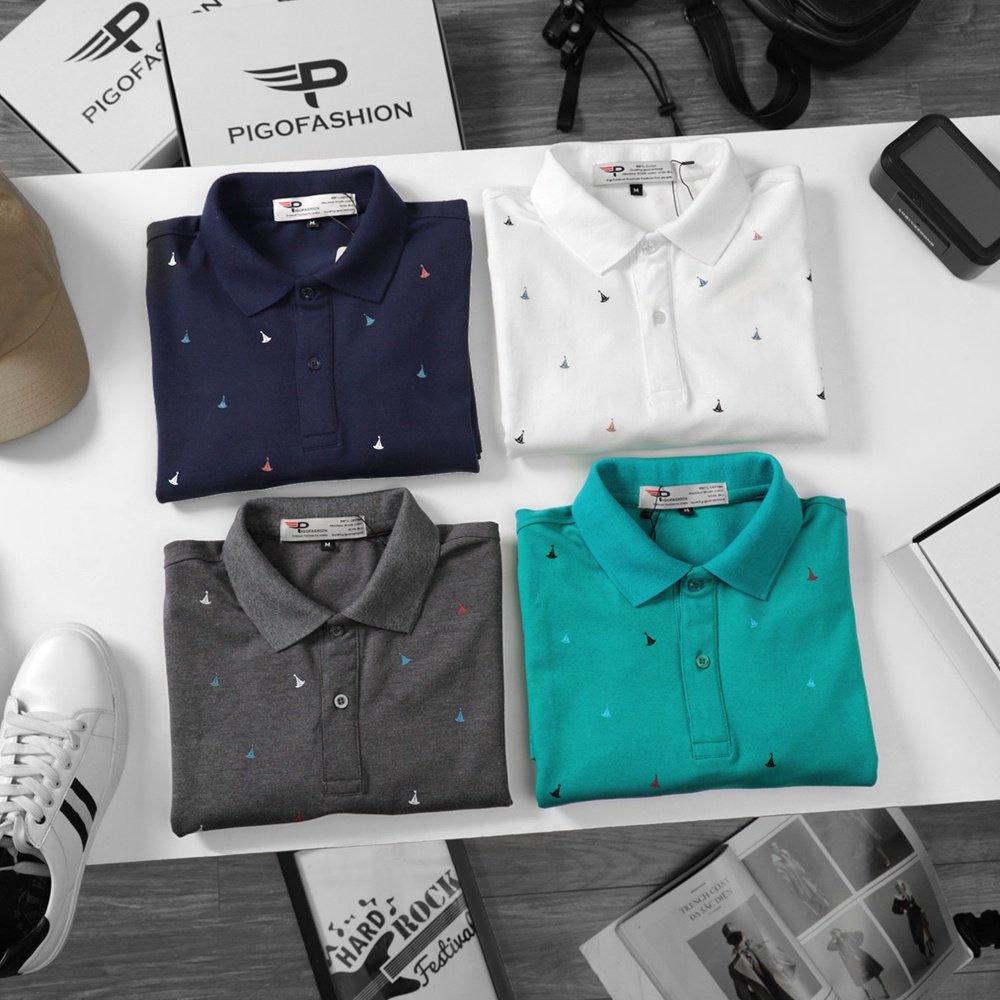 [Mã LTBAUAB19 giảm 7% đơn 99K] Áo polo nam tay ngắn có cổ họa tiết con thuyền AHT28 PigoFashion nhiều màu
