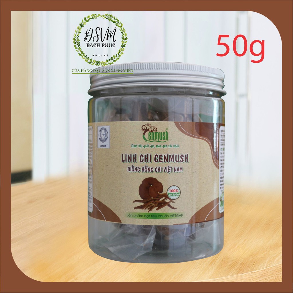 Nấm Linh Chi CENMUSH Việt Nam hũ 50g giống Hồng Chi cắt lát - Đặc Sản Xứ Quảng
