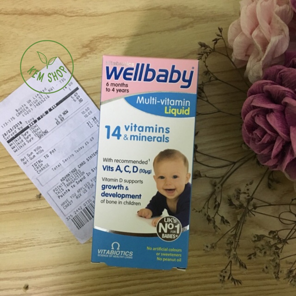Wellbaby Multivitamin liquid  150 ml số 1 Anh quốc - Vitamin Tổng Hợp Cho Bé 6 tháng - 4 tuổi