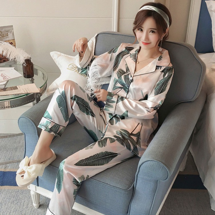 Bộ Đồ Ngủ Pijama Dài Tay Vải Phi Bóng Size M-5Xl
