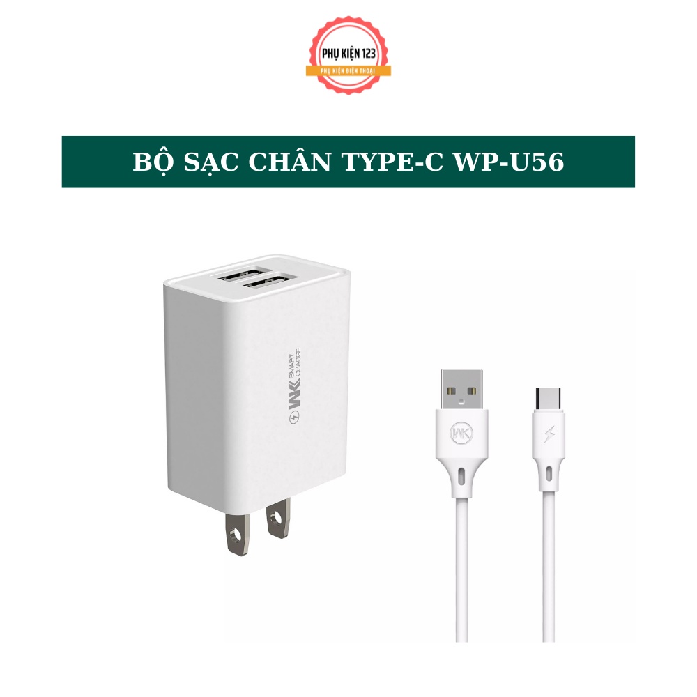 Bộ sạc nhanh 2 cổng usb Wekome WP-U56 chân Micro,Type c,I