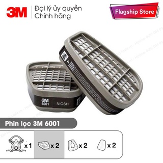 Mặt nạ phòng độc 3M 6200-6001-5N11-501 Mặt nạ chống bụi, chống độc, dùng phun sơn, phun thuốc - Chính hãng 3M