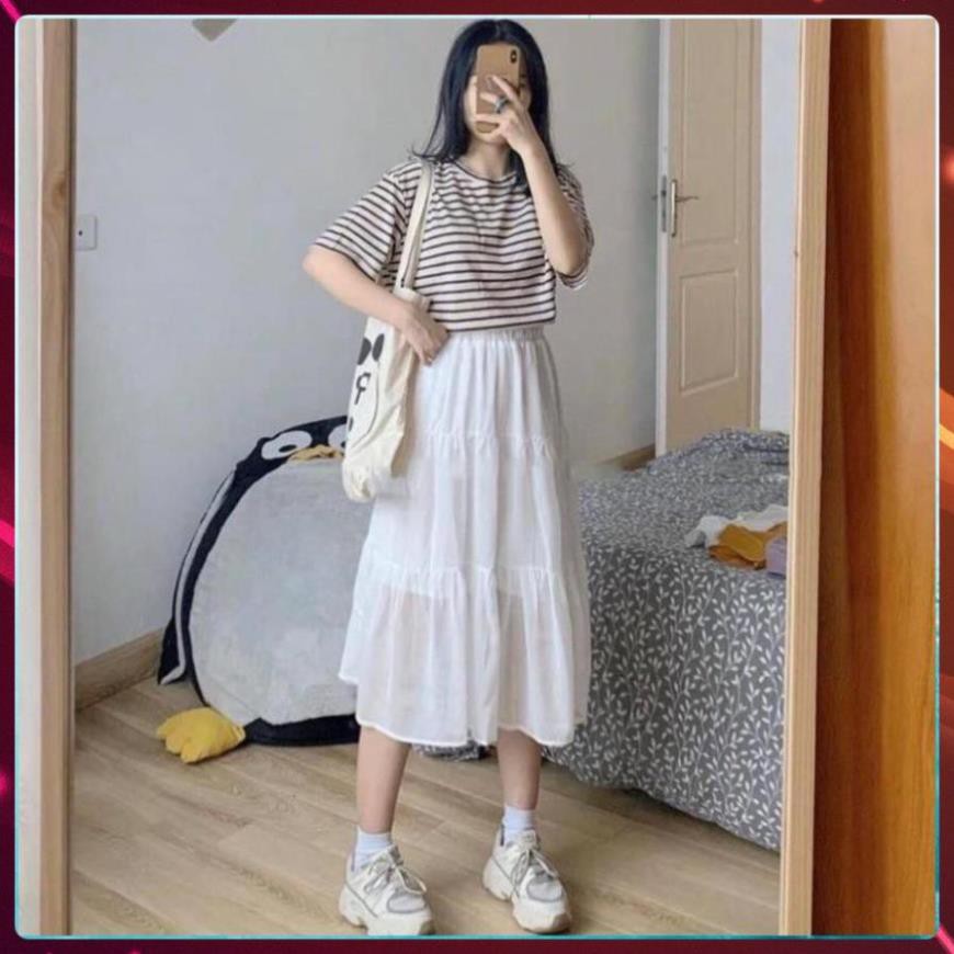 Chân Váy Nữ Voan, Chân Váy Xòe 3 tầng Vintage Trắng Đen | BigBuy360 - bigbuy360.vn