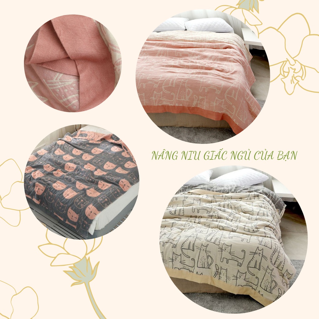 TH Chăn xô sợi tre &amp; cotton 6 lớp Dòng Cao cấp