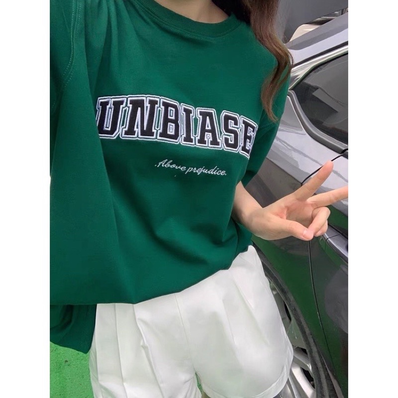 Áo thun phông logo tay nam nữ PINK tay lỡ form rộng UNBIASED Unisex