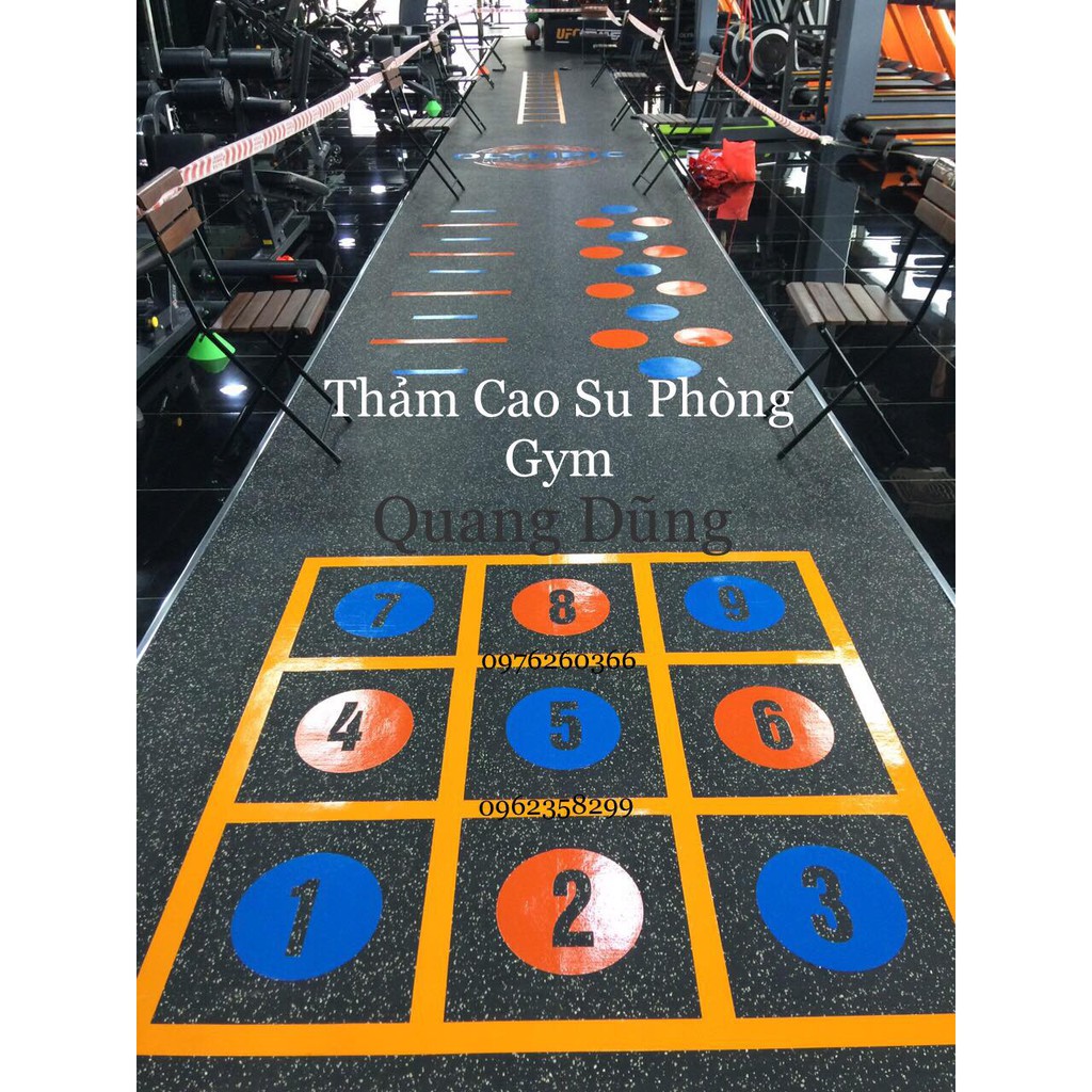 THẢM CAO SU PHÒNG GYM HÀ NỘI CUNG CÂP. THI CÔNG KẺ VẼ HÌNH