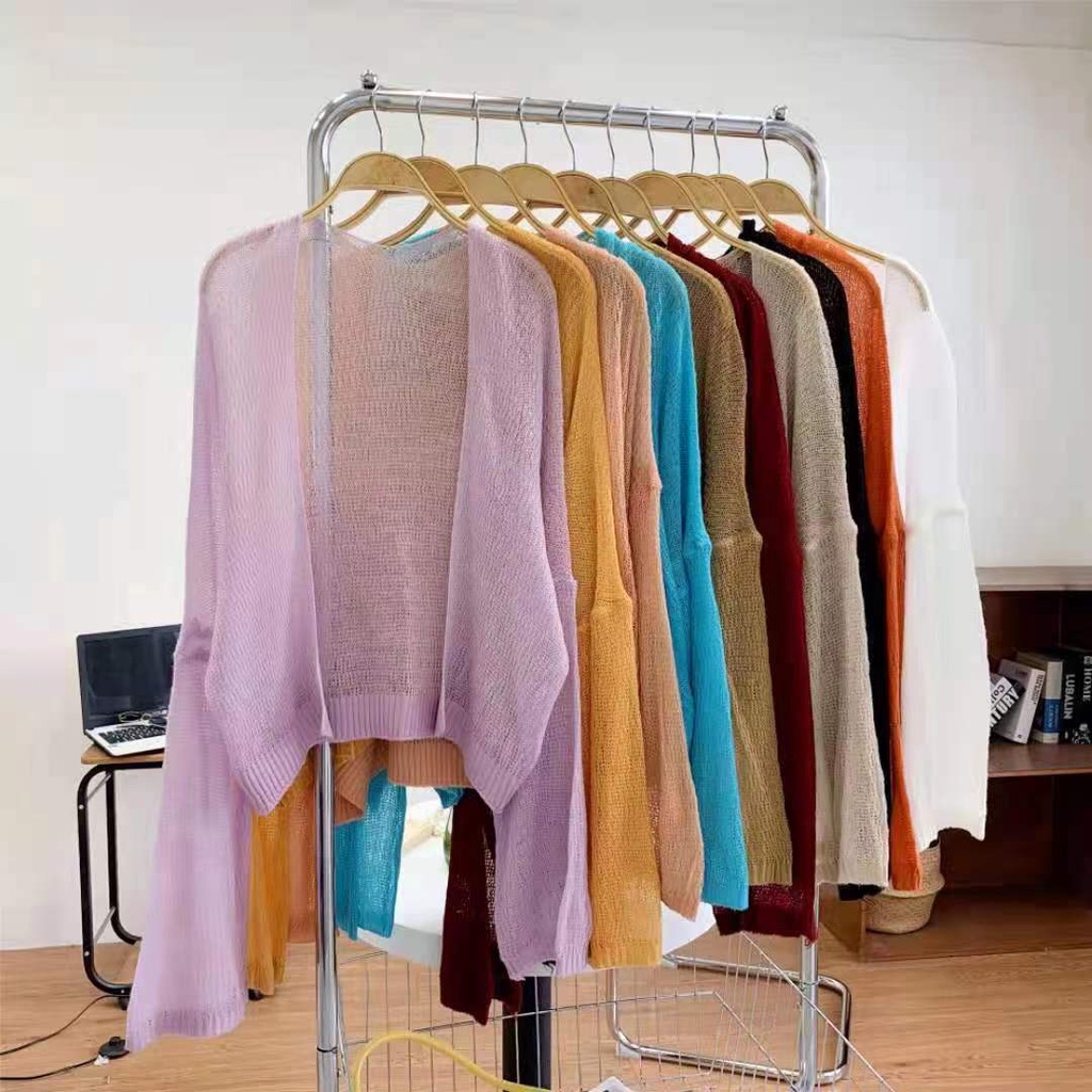 SUXI Áo Khoác Cardigan Tay Dài Dáng Rộng Chống Nắng Cho Phái Nữ