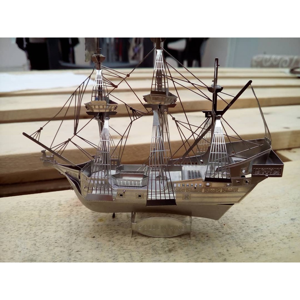 Mô hình 3D kim loại lắp ráp Tàu Golden Hind Bạc [ Chưa lắp ]