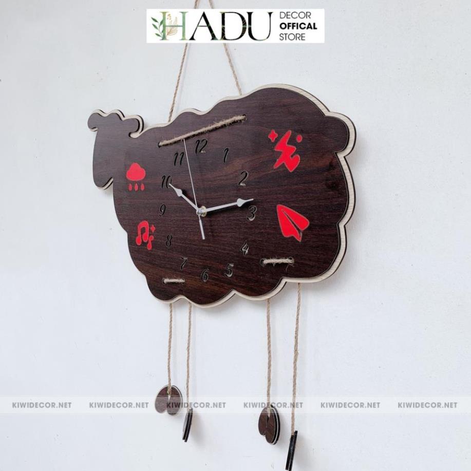 Đồng Hồ Treo Tường Decor Con Cừu Bằng Gỗ, Vintage Độc Đáo, Mới Lạ, Trang Trí Nhà Cửa, Homestay - HaduDecor