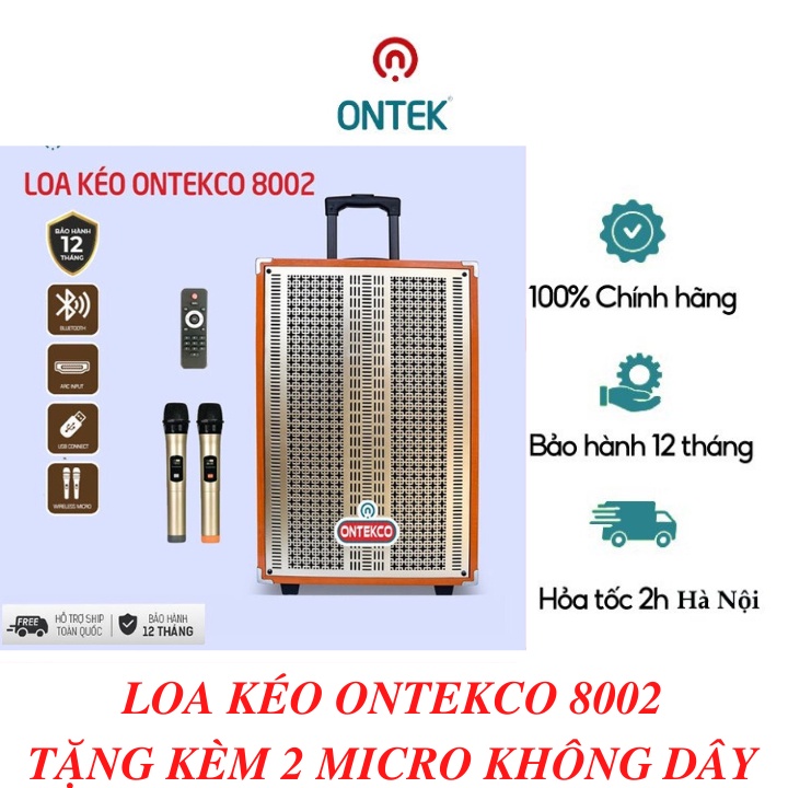 Loa kéo chính hãng Ontekco bluetooth 8002 di động không dây cao cấp